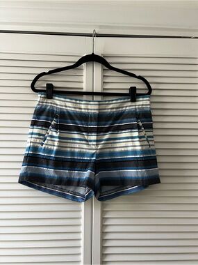 J. Crew Blue & White Striped High Waist Shorts